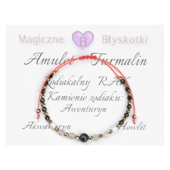 Bransoletka celebrytka TURMALIN + znak zodiaku RAK zodiak